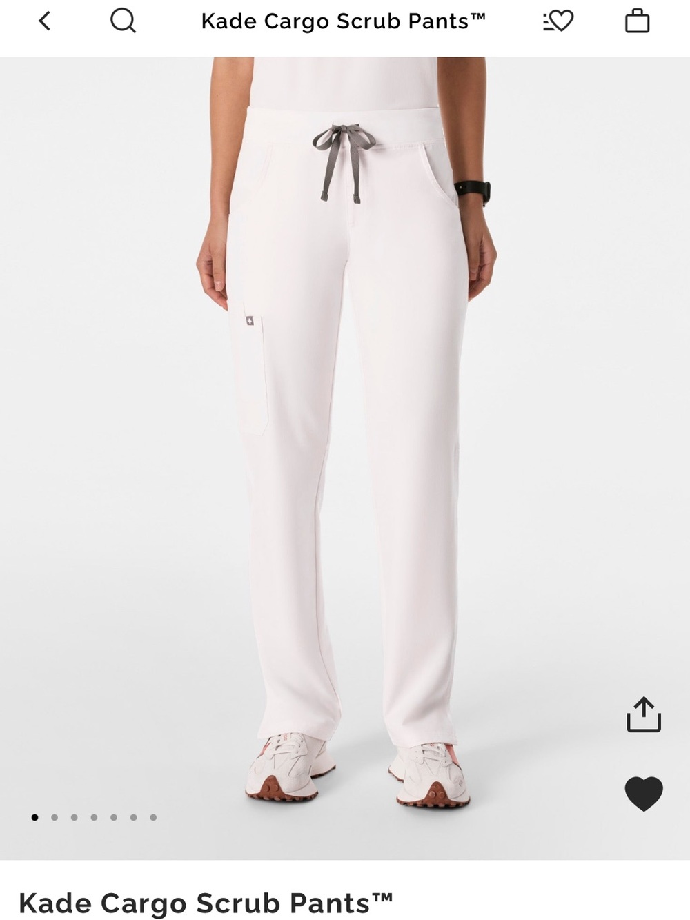 FIGS Women’s White Medical Scrub Pants - Classic Cargo Pocket